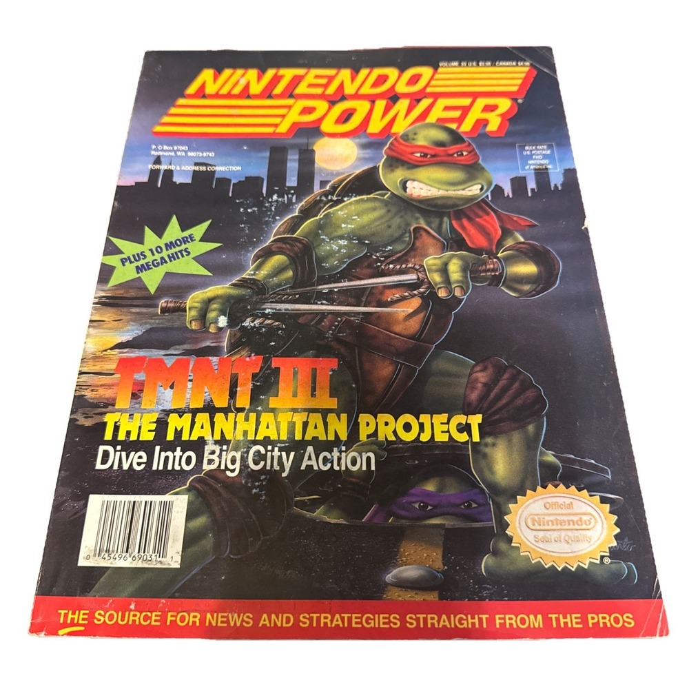 Nintendo Power Volume 33 Feb 1992‎ Tmnt III 3 Magazine w/ Poster